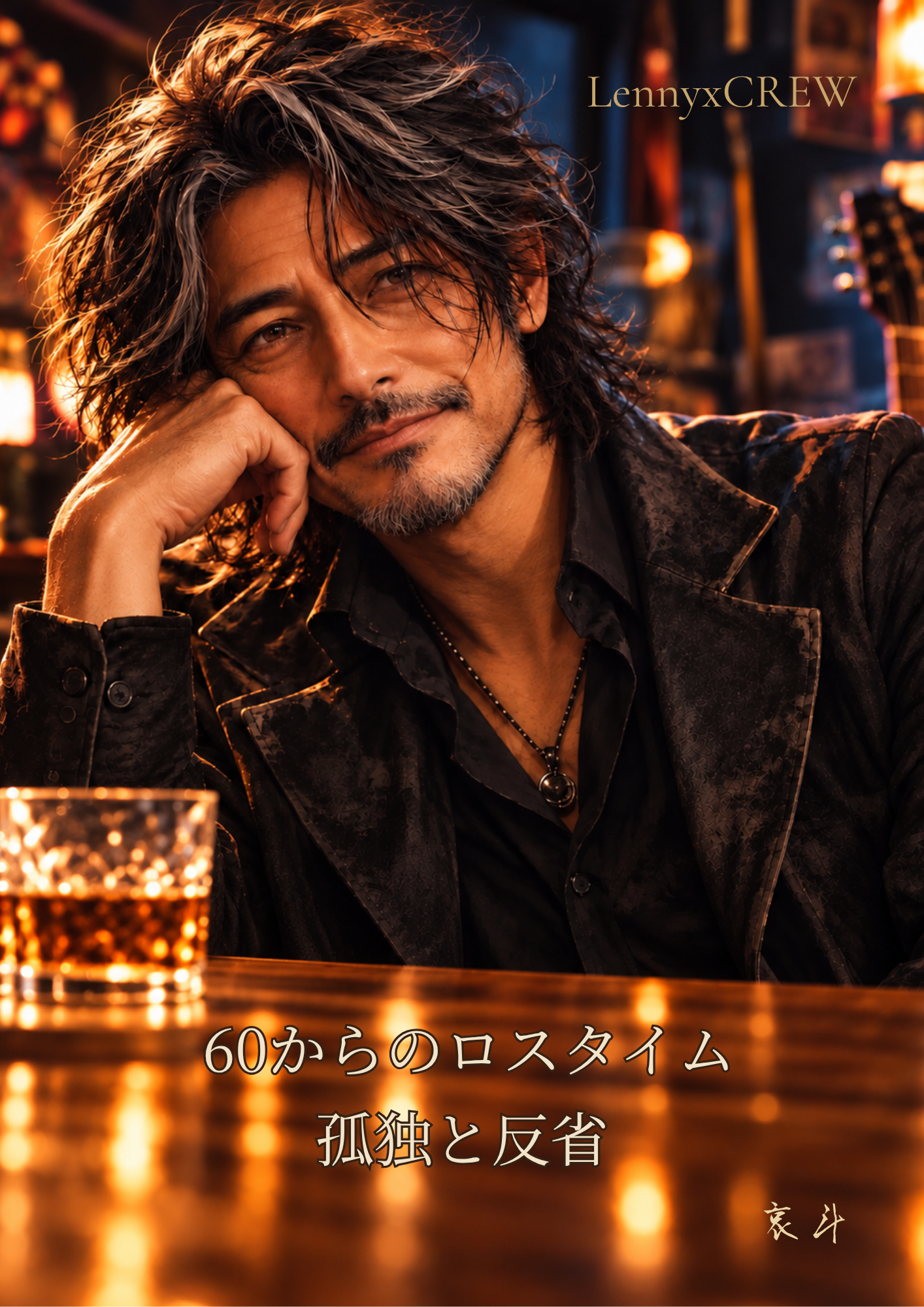 哀斗と『60からのロスタイム』『孤独と反省』を紹介するTWO BLUESのポストカード